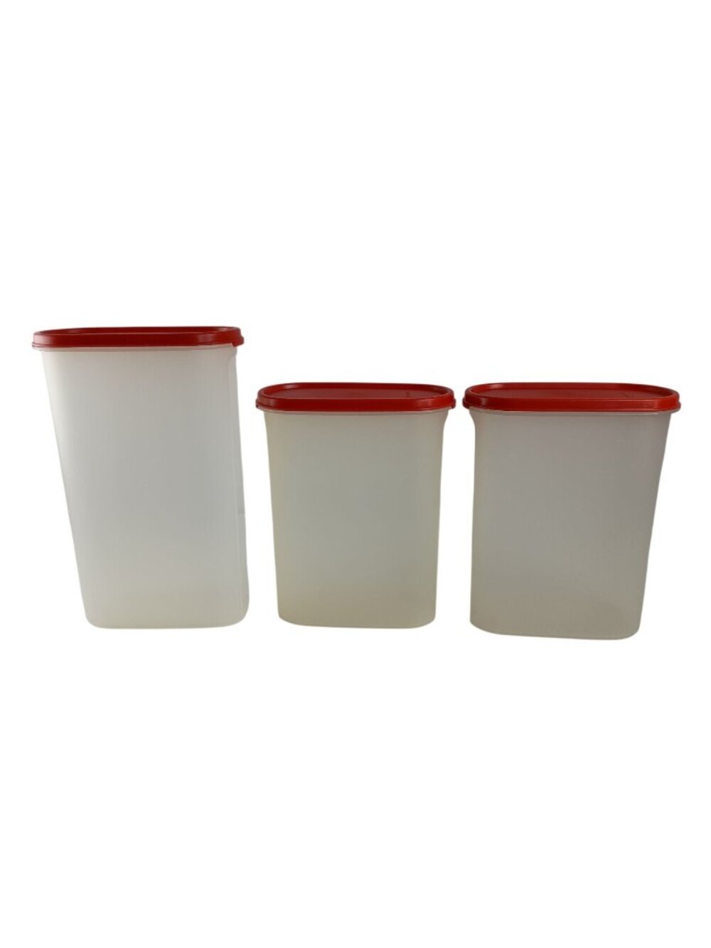 Tupperware Modular Mates Oval Storage Containers W/Red Lids Lot Of 3 Vintage